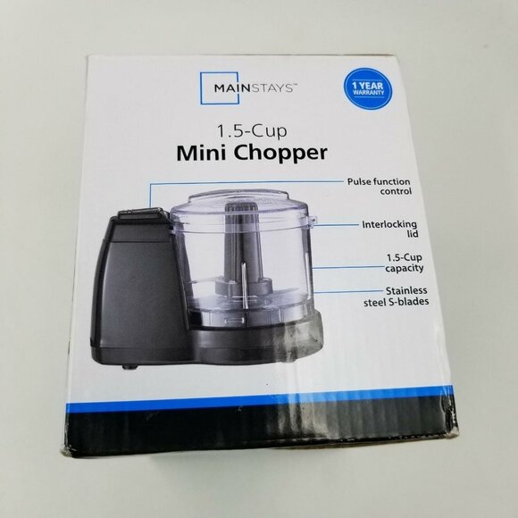Mainstays Mini Food Chopper 1.5 Cup One-Touch Stainless Steel Blade 201782 New - Picture 3 of 4